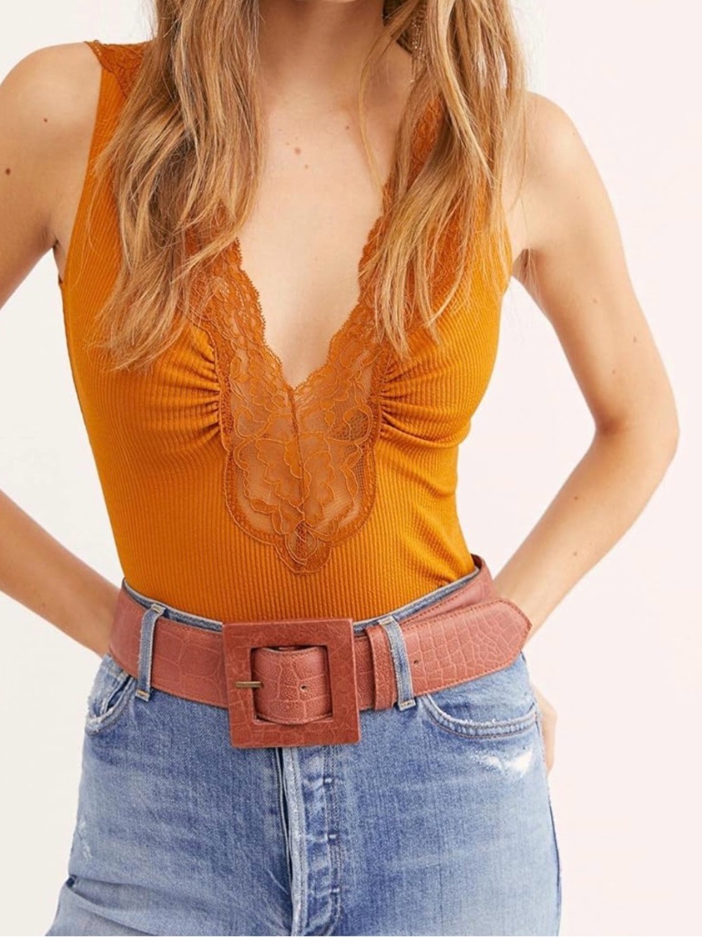 Free People First Call Bodysuit Bergamot Orange  Size XS